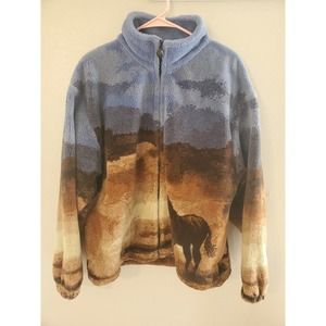 Outback Trading Co Fleece Jacket Size M Horse/Equestrian Western Theme